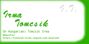 irma tomcsik business card